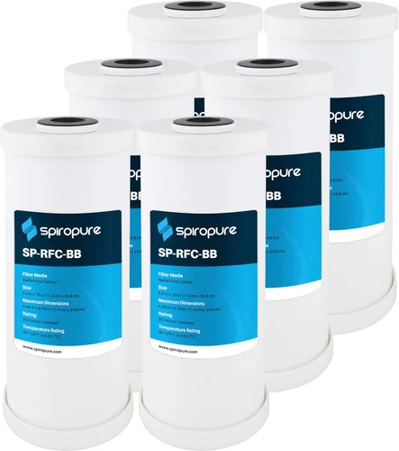 Miniatura 12 de SpiroPure SP-RFC-10 10x2.5 Cartucho de filtro de agua de carbón activado granular (GAC) de flujo radial de cáscara de coco de 25 micrones RFC-93