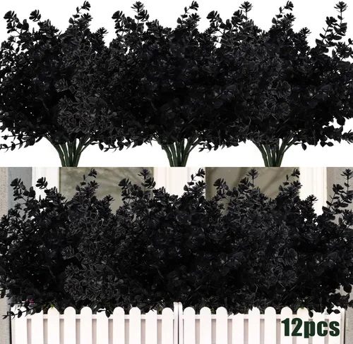 Miniatura 40 de RECUTMS - Flores artificiales, plantas artificiales, resisten los rayos ultravioleta, arbustos sintéticos, para interior y exterior, maceta