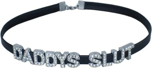 Miniatura 2 de Gargantilla de Daddy's SLUT, gargantilla de diamantes de imitación para mujer, princesa de miel, lindo collar sexy de papá para niñas, collar