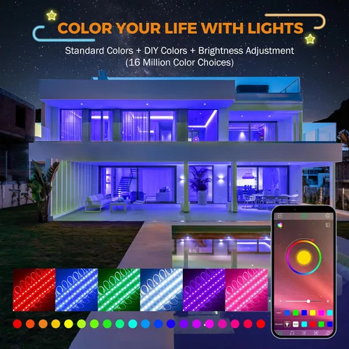 Miniatura 3 de BEAMNOVA Luces LED RGB LED de 100 pies para negocios, kit de tiras de luces, control remoto, control de aplicación móvil Bluetooth, fuente