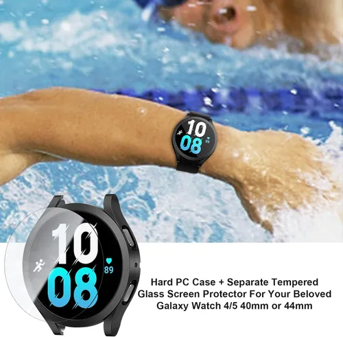 Miniatura 6 de [2+4] Paquete para Samsung Galaxy Watch FE/Galaxy Watch 5/Galaxy Watch 4 de 1.575 pulgadas, carcasa protectora de policarbonato duro + película