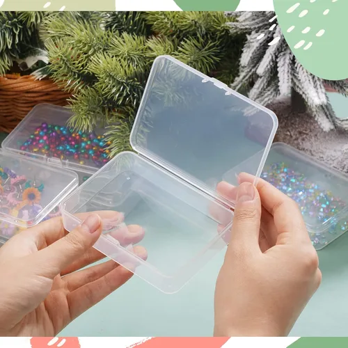 Miniatura 3 de 6 Paquetes Contenedores de Almacenamiento Pequeños Rectangulares de Plástico Transparente Caja Estuche con Tapa con Bisagras Organizador