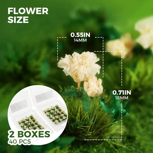 Miniatura 2 de Yetaha 40 unidades de racimos de flores, grupos de vegetación, mechones de hierba, modelo estático premium hecho a mano, arbustos en miniatura