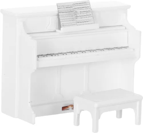 TOYANDONA Casa de muñecas vertical modelo de piano en miniatura teclado de piano juguete con taburete para niños musical educativo micro paisaje