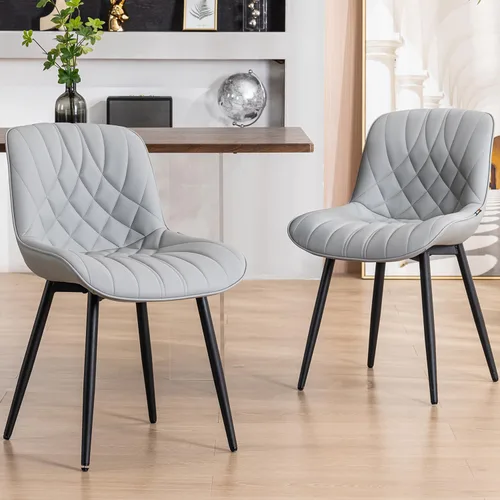 Miniatura 10 de YOUNUOKE Juego de 2 Sillas de Comedor de Mediados de Siglo Modernas Silla de Cocina Cómodas Sillas Tapizadas de Cuero Sintético Sillas de Cena