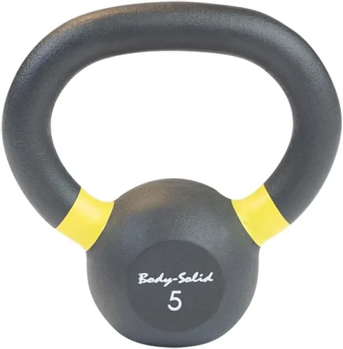 Body-Solid - Pesa rusa de recubrimiento en polvo negro mate con mango de agarre, pesas rusas perfectas para entrenamiento con pesas y equipo de