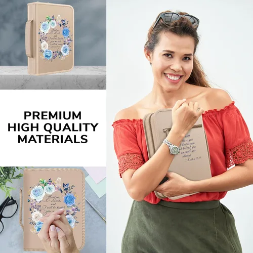 Miniatura 32 de DEHITE Funda para la Biblia para mujer, bolsas de transporte de la Biblia, tamaños medianos y grandes, ranuras para bolígrafos, tela de primera