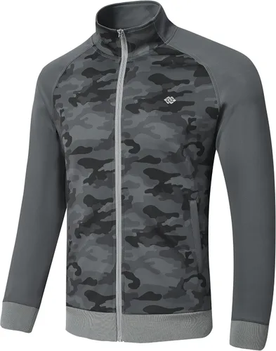 Miniatura 2 de MoFiz Conjunto deportivo para hombre, manga larga, casual, con cremallera completa, para correr, deportivo, 2 piezas