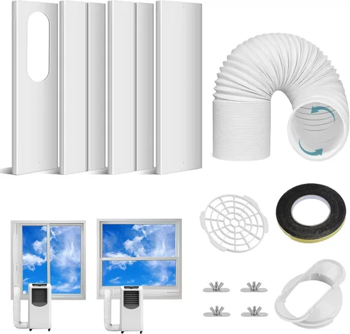 Ninonly Kit de ventilación de aire acondicionado portátil con manguera de escape de 5.9 pulgadas, kit de sellado de CA portátil para ventana