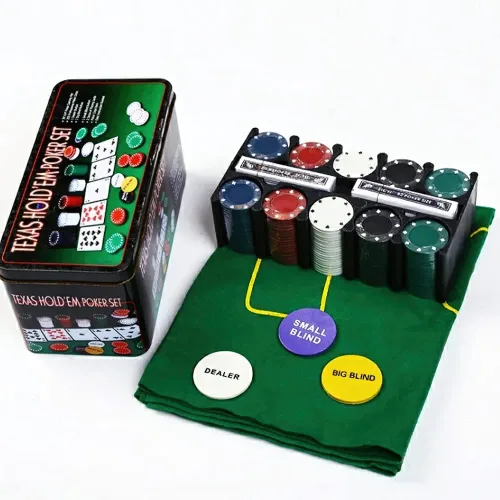 Miniatura 3 de Juego de fichas de póquer con caja de almacenamiento de aluminio, dos barajas de cartas estándar, Big Blind, Casino Style Chip para Texas Home Game