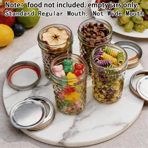 Miniatura 2 de Mason Jars - Tarros de boca regular de 8 onzas, paquete de 4 tarros de vidrio de grado alimenticio con tapas herméticas, tarros reutilizables sin