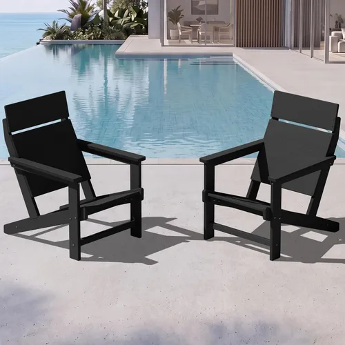 Miniatura 19 de SERWALL Sillas Adirondack modernas, sillas Adirondack HDPE sin tablas, respaldo sólido sillas de plástico para exteriores, textura similar a