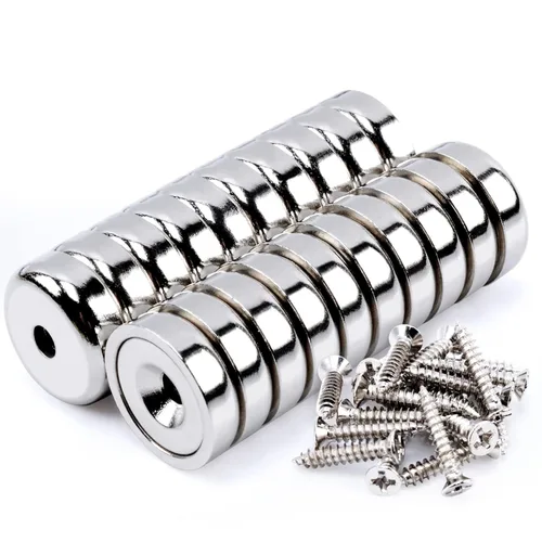 20 imanes de neodimio con base redonda superfuertes con agujeros, anillo de 0.63 pulgadas (0.630 in) imanes de tierras raras resistentes, agujeros