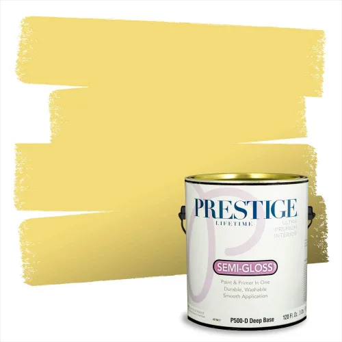 Miniatura 219 de PRESTIGE Pinturas Pintura Exterior e Imprimación En Uno, 1 Galón, Satinado, Pareja Comparable de Benjamin Moore* Amarillo* 320BM-PCM
