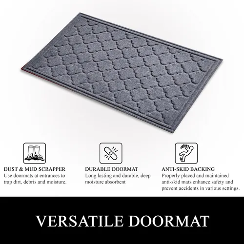 Miniatura 7 de A1HC - Tapete de puerta multiusos duradero, para interiores y exteriores, fácil de limpiar, impermeable, para todo tipo de clima, patio, garaje