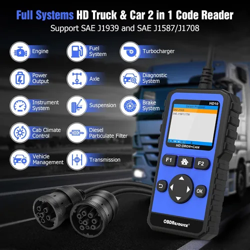 Miniatura 3 de OBDResource Full Systems - Herramienta de escáner de camión resistente HD OBD/EOBD/OBD2, herramienta de diagnóstico automotriz para camiones