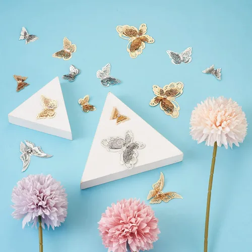 Miniatura 4 de Craftdady Colgantes colgantes de metal con dijes de mariposa Oro claro + platino