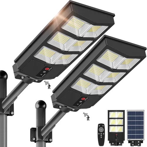 Miniatura 11 de OKPRO Farola solar de 5000 W para estacionamiento al aire libre, gran angular IP66 impermeable, 6500 K del atardecer al amanecer, LED con sensor