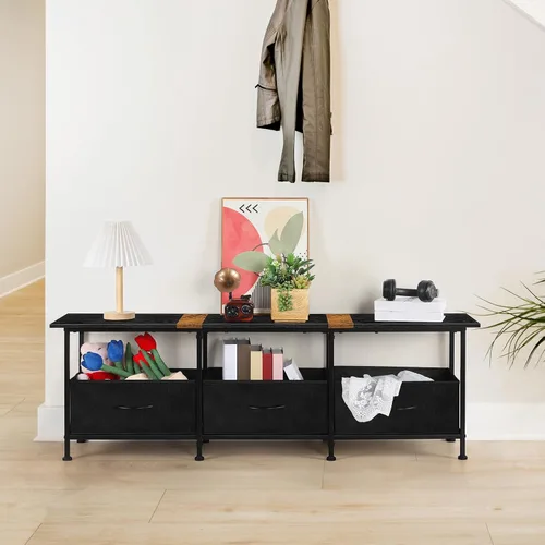 Miniatura 8 de ETELI Soporte de TV pequeño para sala de estar, centro de entretenimiento con consolas de TV de almacenamiento, mesas con aparadores de tela