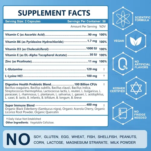 Miniatura 7 de Probióticos para mujeres y hombres para la salud digestiva con 100 mil millones de UFC, probióticos para mujeres y hombres para apoyo inmunológico