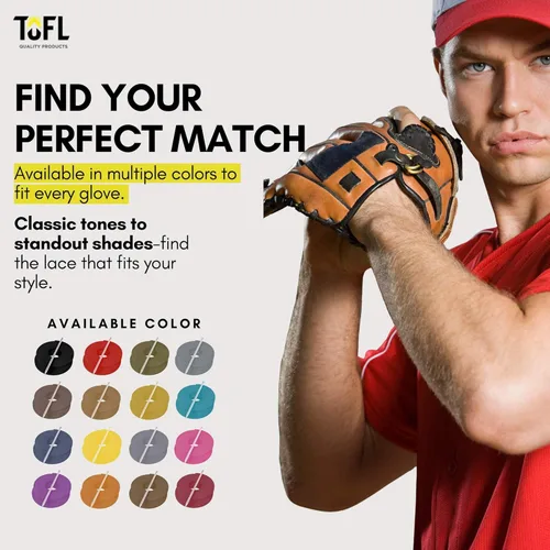 Miniatura 6 de TOFL Kit de encaje para guantes de sóftbol y béisbol Kit de reparación de cordones de guante de encaje 2 cordones de cuero con aguja de cordones