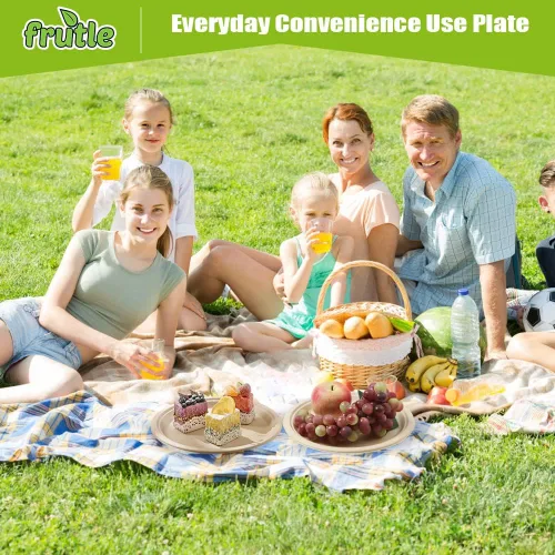 Miniatura 7 de Paquete de 150 platos de papel de 7 pulgadas, platos de papel desechables resistentes sin blanquear para fiestas grandes, picnics, uso diario