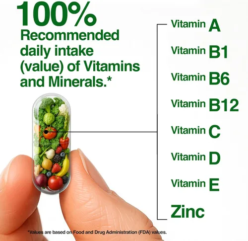 Miniatura 5 de FeelGood Superfoods Vita Fruit and Veggies Cápsulas – 25 ingredientes superalimentarios, multivitamínico de frutas y verduras, 60