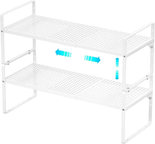 Redrubbit Estante de almacenamiento ampliable para gabinete, altura ajustable, de metal, organizador de cocina, estantes para especias para cocina,