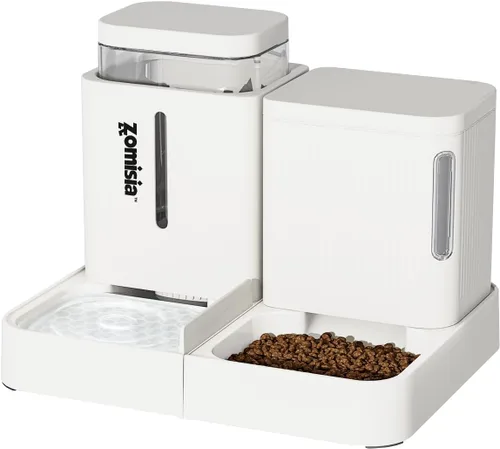 Miniatura 9 de ZOMISIA Alimentador de gravedad para gatos y dispensador de agua, alimentador automático 2 en 1 para gatos con rotación de 180 grados, 2