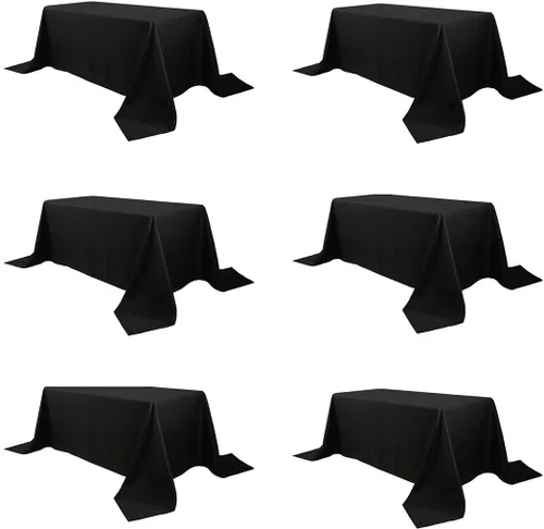 Miniatura 7 de Mantel rectangular de poliéster de 60 x 102 pulgadas, color negro, lavable para mesa de 6 pies, perfecto para bodas, fiestas, restaurantes