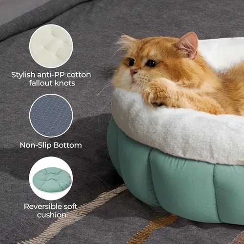 Miniatura 7 de BALANCE Camas para gatos de interior, cama redonda lavable para gatos, bonita cama para gatitos con parte inferior antideslizante para gatitos