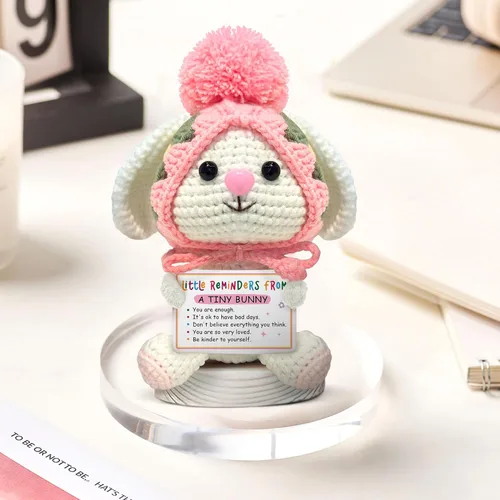 Miniatura 8 de Gossby Regalo inspirador para mujeres, ganchillo positivo de conejito, Navidad, cumpleaños, regalo de energía positiva, mamá, compañera de trabajo