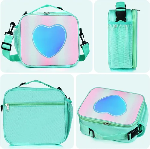 Miniatura 7 de Lonchera para niños y niñas, bolsa de mano aislada con diseño de arco iris, a prueba de fugas, térmica, reutilizable, para la escuela, la oficina