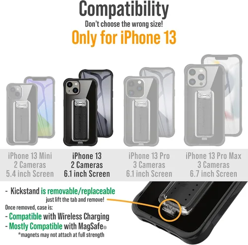 Miniatura 2 de Scooch® Wingman - Funda para iPhone 13 con soporte, funda con función atril 5 en 1, protección contra caídas de grado militar, soporte emergente