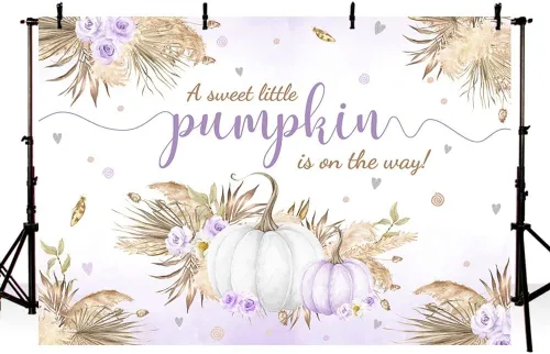 Miniatura 15 de MEHOFOND Telón de fondo bohemio de calabaza pequeña de 7 x 5 pies para niño, baby shower, hojas de otoño, hierba de pampas, hierba de Acción