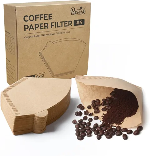 Miniatura 12 de PakTalk 300 unidades de filtros de café en cono #4, filtros de café de papel marrón natural de 4 conos para café de filtro y cafetera de goteo