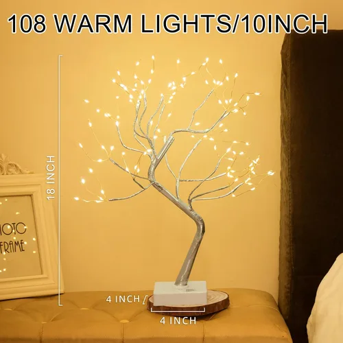 Miniatura 4 de PEIDUO Árbol de luces de hadas, 108 árboles iluminados LED para decoración interior, árbol de Navidad con 9 modos y temporizador, árbol de espíritu