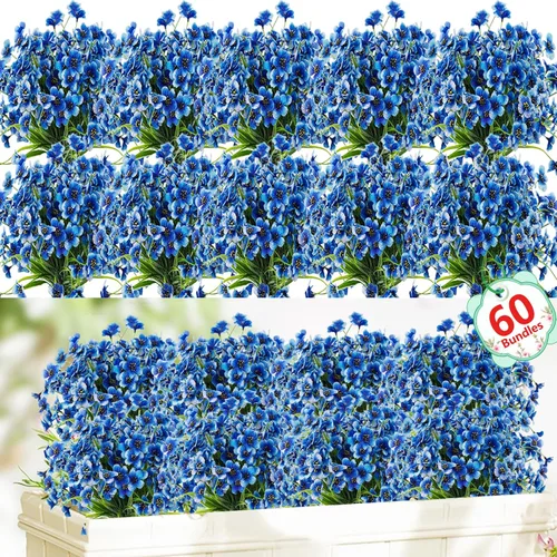 Miniatura 17 de Paquete de 22 flores artificiales para exteriores, flores sintéticas resistentes a los rayos UV con plantas de plástico, flores de seda sintética