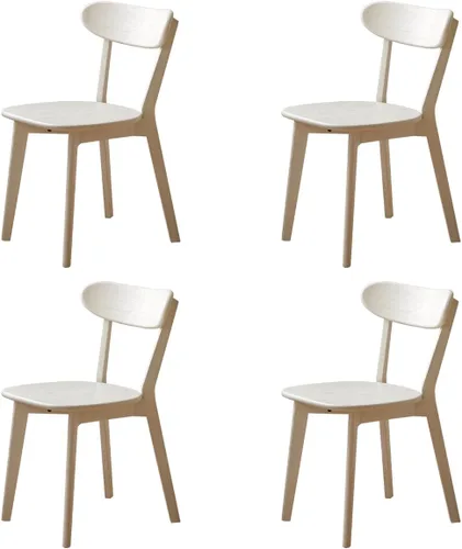 Miniatura 13 de Sillas de cocina, 100% madera maciza de roble, silla moderna con respaldo curvo, sillas de cocina y comedor, silla moderna para sala de estar Negro