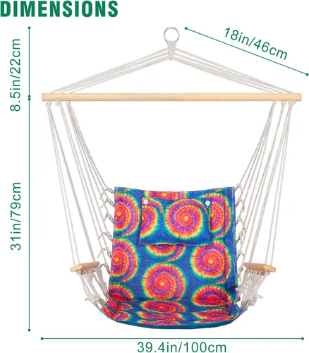 Miniatura 3 de Backyard Expressions - Columpio reversible para colgar – máximo 275 libras – Barra esparcidora de madera – para cualquier espacio