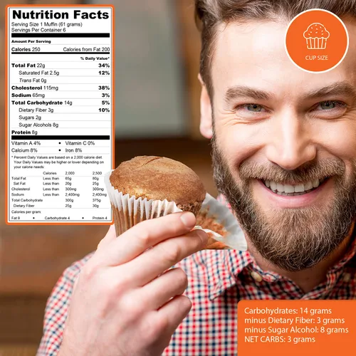 Miniatura 2 de Muffins de capuchino bajos en carbohidratos (paquete de 6) por Carb-o-licious, deliciosos muffins keto con solo 2 carbohidratos netos cada uno