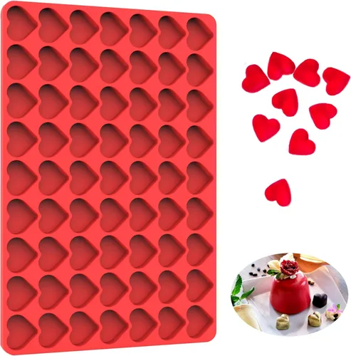 Moldes de silicona con forma de corazón para gomitas, dulces, chocolate, pequeños moldes caseros con raspador (1 unidad de corazón)