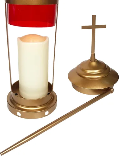 Miniatura 8 de Decoraciones de cementerio – Lámpara de vela con luces de tumba para regalos conmemorativos amorosos, cruces de metal con estacas de jardín de 11.8
