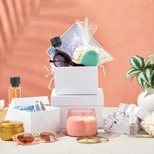 Miniatura 2 de Stockroom Plus Juego de cajas de regalo cuadradas anidadas, surtido de 4 piezas, color blanco, cuadrado, cajas de regalo apilables con tapas