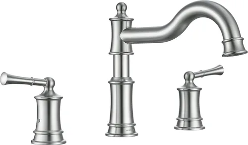 Grifo romano para bañera de montaje en cubierta, grifo de bañera para baño de extensión amplia, caño clásico elegante con 3 orificios, cartucho de