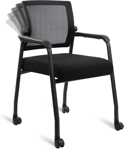 Miniatura 14 de KLASIKA Silla de escritorio sin ruedas, sillón con soporte lumbar ergonómico y cojín de asiento grueso, sillas de sala de espera para oficina