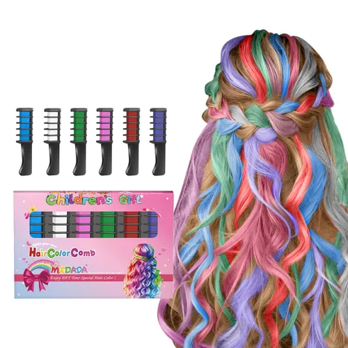 Miniatura 12 de MSDADA Nuevo peine de tiza para el cabello, tinte temporal para niñas y niños con cabello de color claro, tiza lavable para niñas de 4, 5, 6, 7, 8