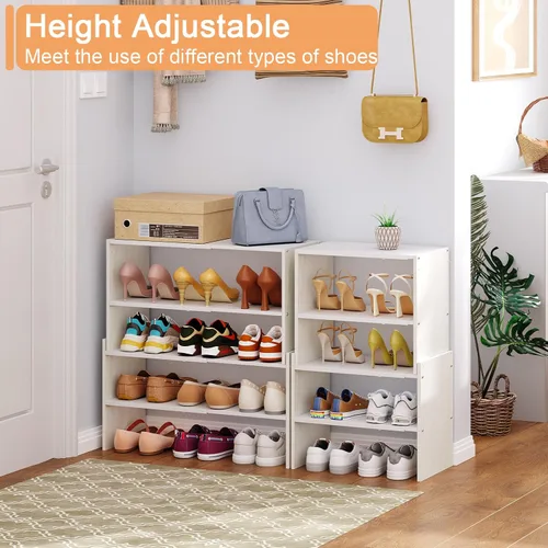 Miniatura 5 de X-cosrack - Organizador de zapatero de 2 niveles para armario, zapatero blanco expandible y ajustable, estantes de almacenamiento de zapatos