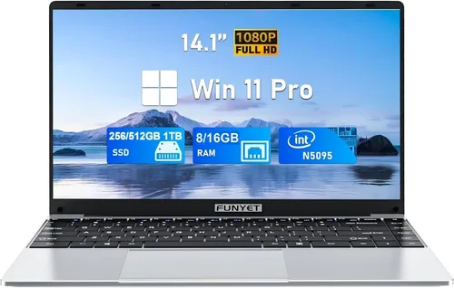 Miniatura 10 de FUNYET Computadora portátil, portátiles para juegos 2026, PC con tapa superior de 14 pulgadas, Windows 11 Pro, 16 GB de RAM SSD de 1 TB, procesador