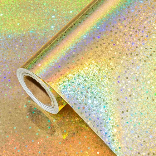 Miniatura 13 de Burymento Rollo de papel de regalo plateado, papel de regalo de punto holográfico metálico para cumpleaños, San Valentín, día de la madre